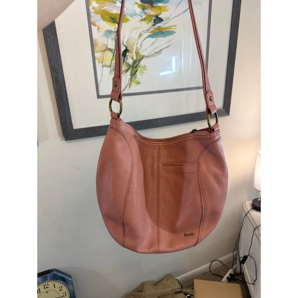 The Sak Sequoia Hobo Bag Dusty Rose Pink Pebbled Leather Shoulder Bag Purse